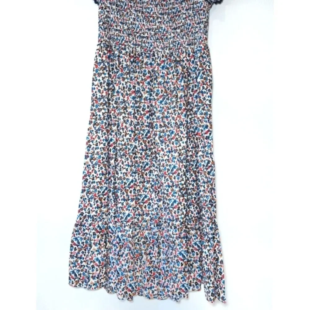 Tory Bruch Wildflower Smocked Midi Dress